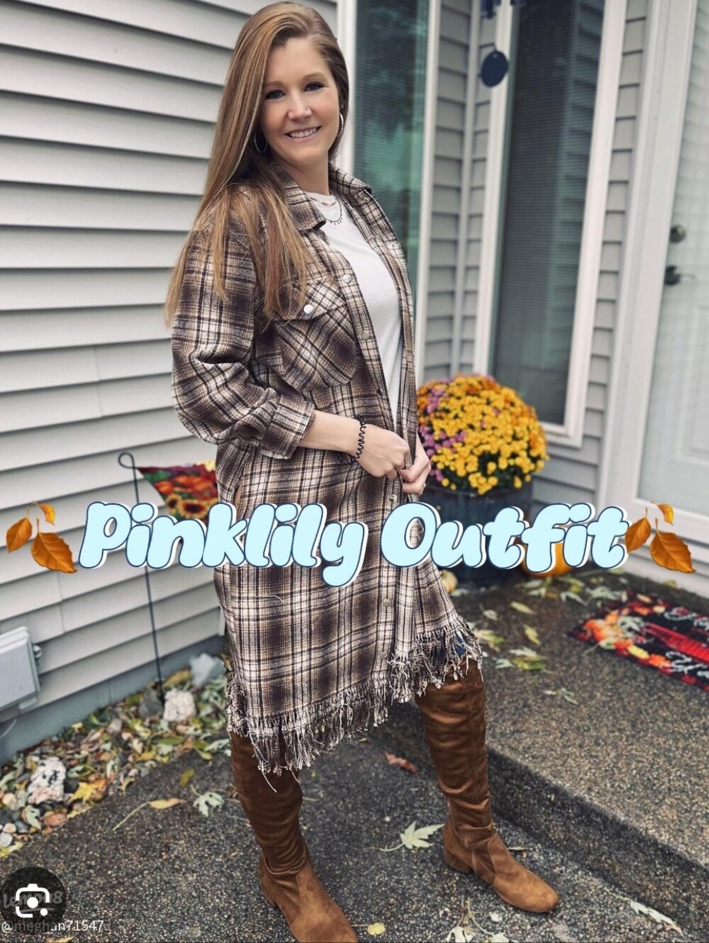Pink Lily Long Plaid Fringe Coat